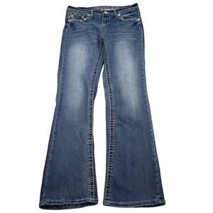 Rebel Soul Pants Womens 8 Blue Mid Rise 5 Pocket Design Boot Cut Jeans